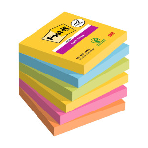 VALUEPACK 4+2 POST-IT  SUPER STICKY CARNIVAL, 76X76 MM, 90FOGL/BLOCCO COD. 7100259230