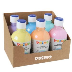 BOX 6 TEMPERA COLORI PASTELLO 300ML COLORI ASSORTITI PRIMO COD. 2002BRPASS