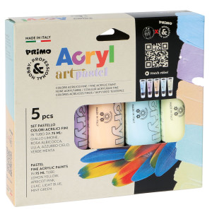 ASTUCCIO 5 TUBI COLORE ACRILICO FINE 75ML COLORI PASTELLO PRIMO COD. 4212TATM5PAST