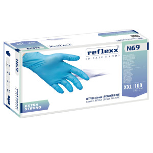 CONF 100 GUANTI IN NITRILE N69 TAGLIA XXL AZZURRI EXTRASTRONG REFLEXX COD. N69/XXL(11)