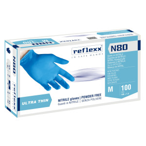 CONF 100 GUANTI IN NITRILE ULTRASOTTILI N80B TAGLIA M AZZURRO REFLEXX COD. N80B/M
