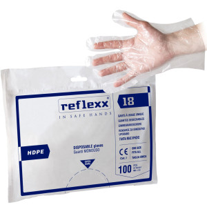 CONF 100 GUANTI HDPE R18 TAGLIA UNICA TRASPARENTE REFLEXX COD. R18
