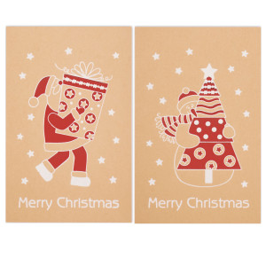 BIGLIETTO NATALE DOPPIO 9X14CM CARTONCINO AVANA FANTASIE ASSORTITE SADOCH COD. 21390 CONFEZIONE DA 50