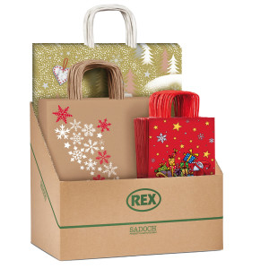ESPOSITORE 100PZ SHOPPER NATALE FANTASIE ASSORTITE SADOCH COD. SCNEBBNAT