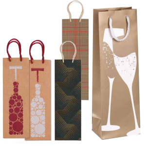 SHOPPER PORTABOTTIGLIE FANTASIA A 4 COLORI 37X12X9CM SADOCH COD. SDN12076G CONFEZIONE DA 10