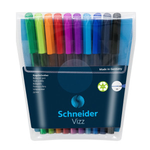 ASTUCCIO 10 PENNE A SFERA VIZZ C/CAPPUCCIO PUNTA M COLORI ASSORTITI SCHNEIDER COD. P102290