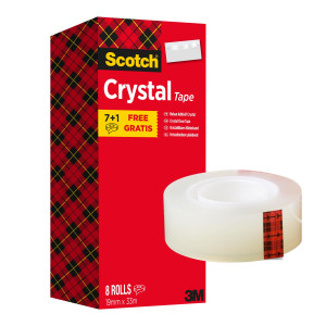 VALUE PACK 7+1 NASTRI ADESIVI 19MMX33M SCOTCH CRYSTAL CLEAR 600 COD. 7100026961
