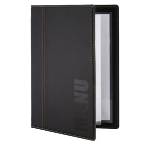 PORTA MENU' A5-18X25CM NERO TRENDY CON 1 INSERTO DOPPIO COD. MC-TRA5-BL CONFEZIONE DA 10