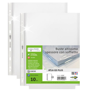 10 BUSTE FORATE ATLA GS PLUS ALTISSIMA CAPACITA' 21X29,7CM C/SOFFIETTO SEI ROTA COD. 662607