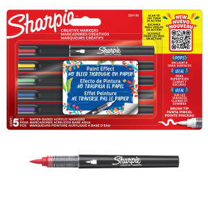 ASTUCCIO 5 MARCATORI ACRILICI PUNTA BRUSH COLORI ASSORTITI SHARPIE COD. 2201182