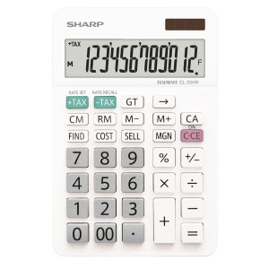 SHARP CALCOLATRICE DA TAVOLO EL-334W 12 CIFRE CON CAVALLETTO COD. EL-334W