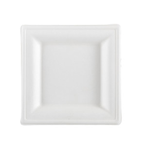 50 PIATTI QUADRATI MONOUSO IN CANNA DA ZUCCHERO 16X16CM BIANCO SIGNOR BIO COD. BPS001BIO50B