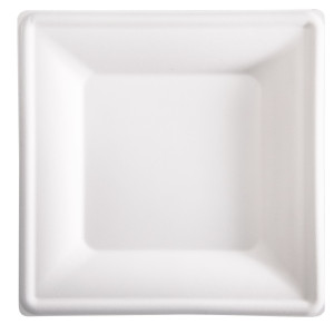 50 PIATTI QUADRATI MONOUSO IN CANNA DA ZUCCHERO 26X26CM BIANCO SIGNOR BIO COD. BPS003BIO50B