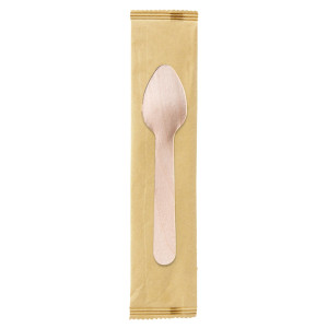 250 CUCCHIAINI MONOUSO IN LEGNO IMBUSTATI SINGOLARMENTE 11CM SIGNOR BIO COD. WCS015BIO250B