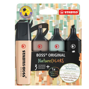 ASTUCCIO 4 EVIDENZIATORI STABILO BOSS NATURECOLORS (TE'/SABBIA/CENERE/NERO COD. 70/4-2-5
