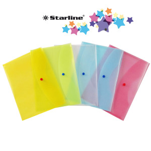 BUSTA CON BOTTONE 22X30CM COLORI ASS. STARLINE COD. 1318001 ASSORTIS CONFEZIONE DA 5
