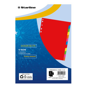 DIVISORI NEUTRI IN PP 12 TACCHE F.TO A4 21X29,7CM STARLINE COD. 2000003C1-STL