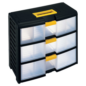 CASSETTIERA MODULARE CON MANIGLIA 3 CASSETTI NERO TRASPARENTE STORE-AGE COD. 1002301