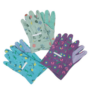 GUANTI DA GIARDINO BAMBINO C/PALMO PUNTINATO IN PVC TAGLIA S FANTASIE ASSORTITE COD. 4936