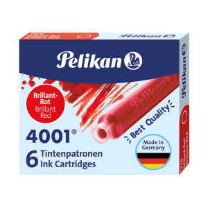 PELIKAN CARTUCCE TP/6 ROSSO 6PZ 4001 (0ATM05) COD. 301192
