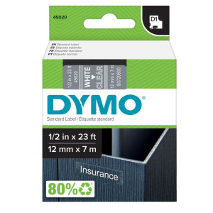NASTRO DYMO TIPO D1 (12MMX7M) BIANCO/TRASPARENTE 450200 COD. S0720600
