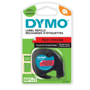 NASTRO IN PLASTICA DYMO LETRATAG 12MMX4M ROSSO 912030 COD. S0721630