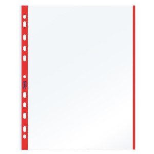 10 BUSTE FORATE 21X29.7CM C/BANDA COLORE ROSSO 01/0165 COD. 100460030