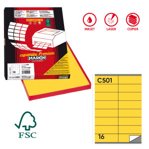 ETICHETTA ADESIVA C/501 GIALLO 100FG A4 105X36MM (16ET/FG) MARKIN COD. 210C501GI