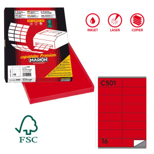 ETICHETTA ADESIVA C/501 ROSSO 100FG A4 105X36MM (16ET/FG MARKIN COD. X210C501RO
