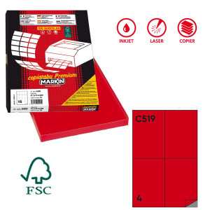 ETICHETTA ADESIVA C/519 ROSSO 100FG A4 105X148,5MM (4ET/FG MARKIN COD. X210C519RO