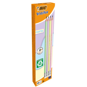 SCATOLA12 MATITE C/GOMMINO EVOLUTION PASTEL BIC COD. 518306
