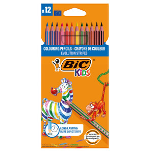 ASTUCCIO 12 MATITE EVOLUTION STRIPES COLORI ASSORTITE BIC COD. 9505222