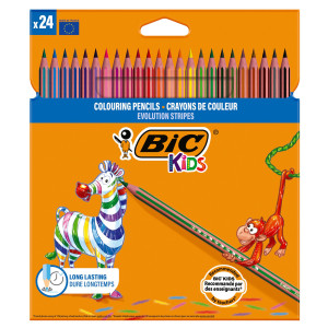 ASTUCCIO 24 MATITE EVOLUTION STRIPES COLORI ASSORTITE BIC COD. 9505251