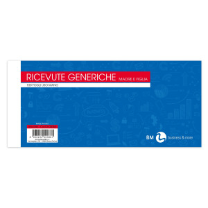 BLOCCO RICEVUTE GENERICHE MADRE/FIGLIA 100FOGLI 10X22CM ART85 BM COD. 0100088 CONFEZIONE DA 5