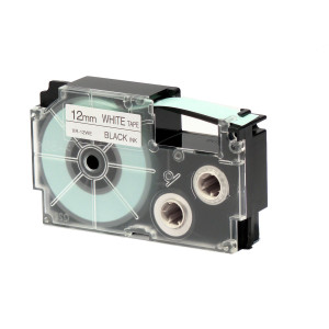 NASTRO CASIO 12MM X 8MT NERO SU BIANCO COD. XR-12WE