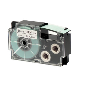 NASTRO CASIO 18MM X 8MT NERO SU TRASPARENTE COD. XR-18X