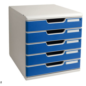 CASSETTIERA MODULO A4 5 CASSETTI GRIGIO/BLU EXACOMPTA COD. 301003D
