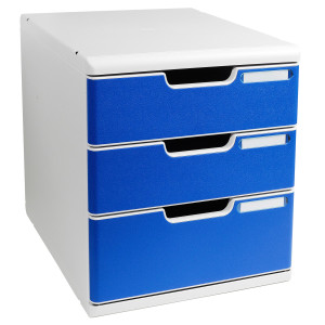 CASSETTIERA MODULO A4 3 CASSETTI GRIGIO/BLU EXACOMPTA COD. 325003D