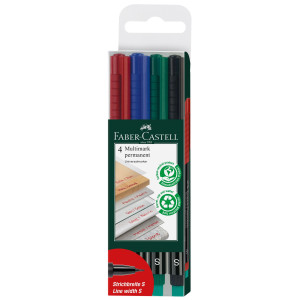 BUSTA 4 COLORI PENNARELLO MULTIMARK 0,4MM SUPERFINE FABER-CASTELL COD. 152304