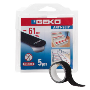 5 STRISCE ADESIVE ANTISCIVOLO ANTISLIP 1,9CM X 61CM NERO GEKO COD. 220/51