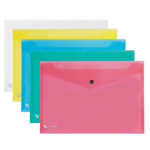 BUSTA CON BOTTONE PULL COLORATA 21X29.7CM COD. 111355 CONFEZIONE DA 5