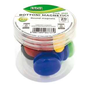 BARATTOLO 20 MAGNETI TONDI D 30MM COLORI ASS. ART.2141 COD. 2141