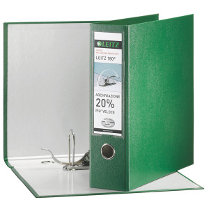 REGISTRATORE LEITZ 180  G65 VERDE DORSO 8CM F.TO PROTOCOLLO LEITZ COD. 390765180