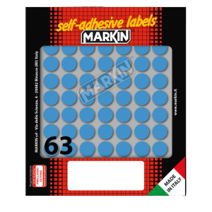 ETICHETTA ADESIVA BLU TONDA D14MM (10FOGLI X 63ETICHETTE) MARKIN COD. 10005BL