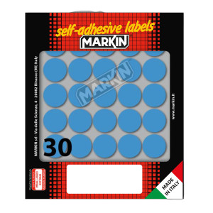 ETICHETTA ADESIVA BLU TONDA D22MM (10FOGLI X 30ETICHETTE) MARKIN COD. 10007BL