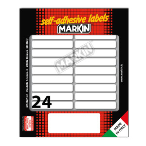 ETICHETTA ADESIVA BIANCA 56X10MM (10FOGLI X 24ETICHETTE) MARKIN COD. 10037 CONFEZIONE DA 25