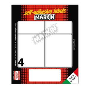 ETICHETTA ADESIVA BIANCA 70X56MM (10FOGLI X 4ETICHETTE) MARKIN COD. 10047 CONFEZIONE DA 25