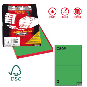 ETICHETTA ADESIVA C/509 VERDE 100FG A4 210X148,5MM (2ET/FG MARKIN COD. X210C509VE