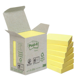 BLOCCO 100FOGLIETTI POST-IT  NOTES GREEN 38X51MM 653-1B GIALLO COD. 7100172254 CONFEZIONE DA 6