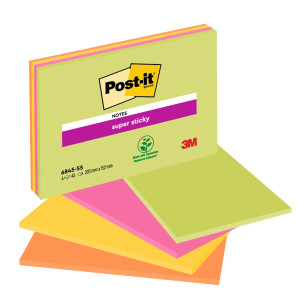 BLOCCO 45FOGLIETTI POST-IT  SUPER STICKY 203X152MM MEETING NOTE NEON 6845-SSP COD. 7100234637 CONFEZIONE DA 4